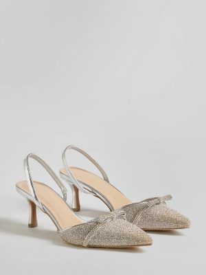 Sparkly Deets Rhinestone Bow Stiletto Pumps