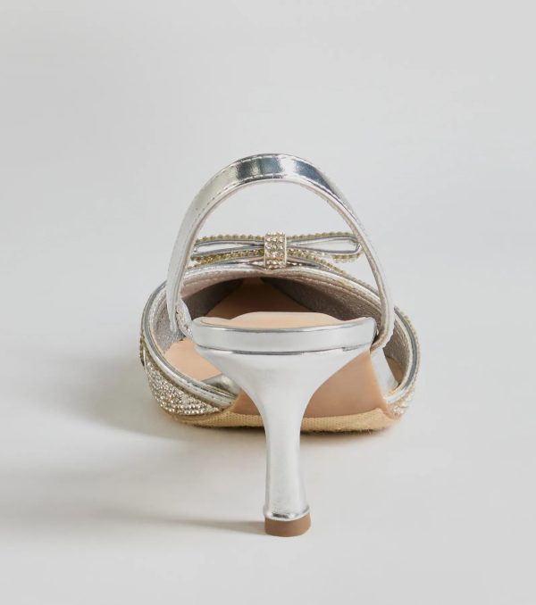 Sparkly Deets Rhinestone Bow Stiletto Pumps - Image 4