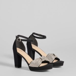 Gift Of Glam Rhinestone Bow Strap Platform Heels