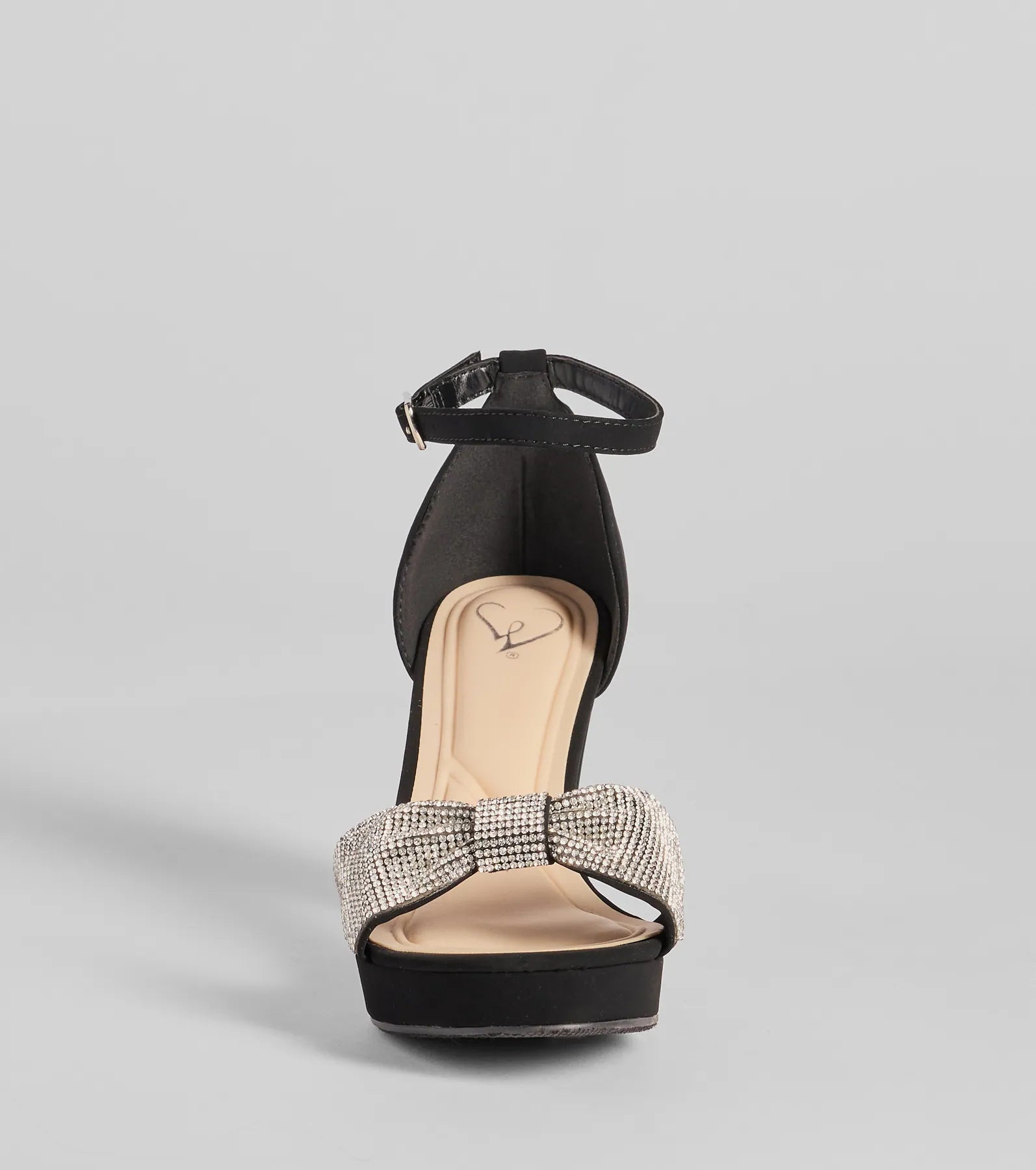 Gift Of Glam Rhinestone Bow Strap Platform Heels - Image 3