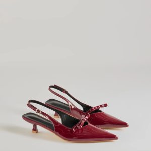 Adorably Sleek Bow Strap Kitten Heel Pumps