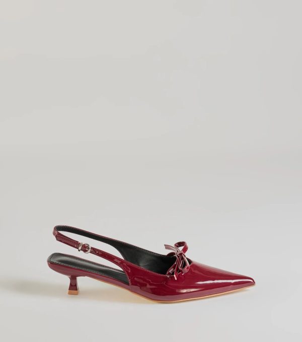 Adorably Sleek Bow Strap Kitten Heel Pumps - Image 2