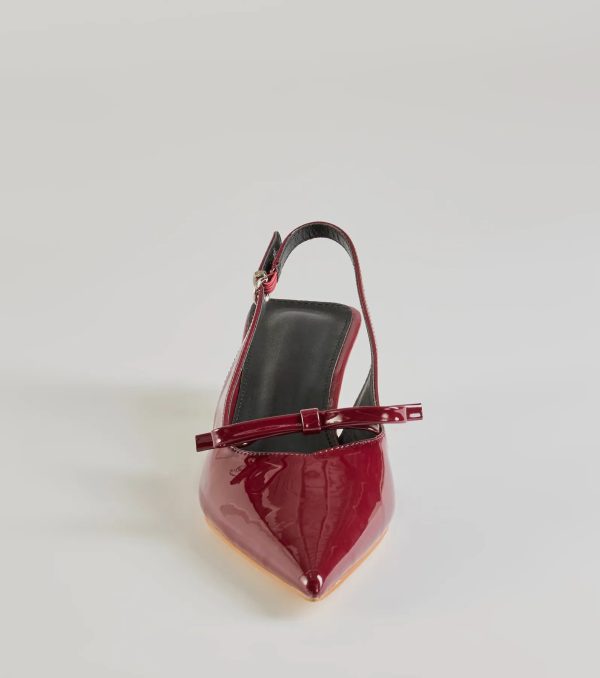 Adorably Sleek Bow Strap Kitten Heel Pumps - Image 3