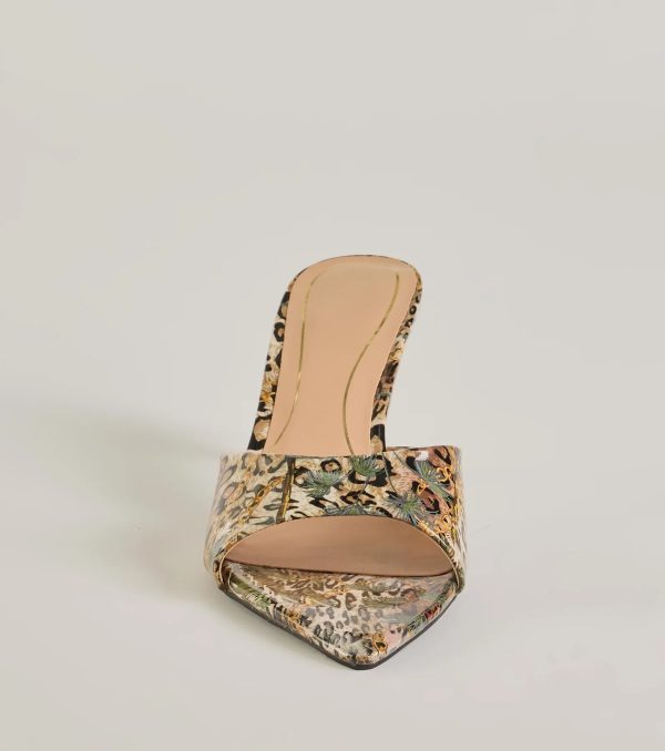 Roaring Luxe Leopard Print Stiletto Mules - Image 3
