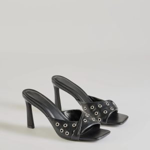 Trendy Twist Strap Stiletto Mules