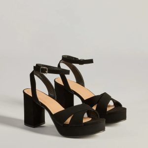 Major Stunner Criss-Cross Platform Block Heels