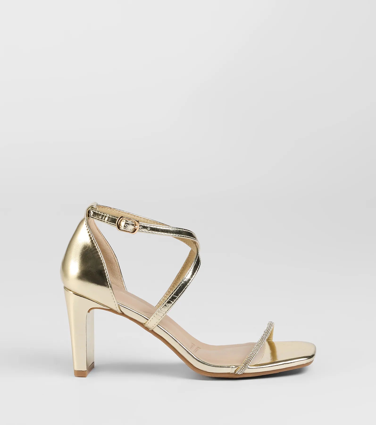 Pure Magic Rhinestone Metallic Block Heels - Image 2