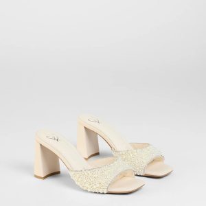 Classy And Cute Faux Pearl Block Heels