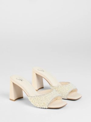 Classy And Cute Faux Pearl Block Heels
