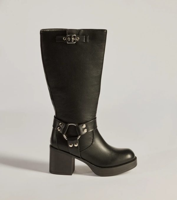 Sleek Strut Under-The-Knee Moto Boots - Image 2