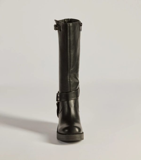 Sleek Strut Under-The-Knee Moto Boots - Image 3