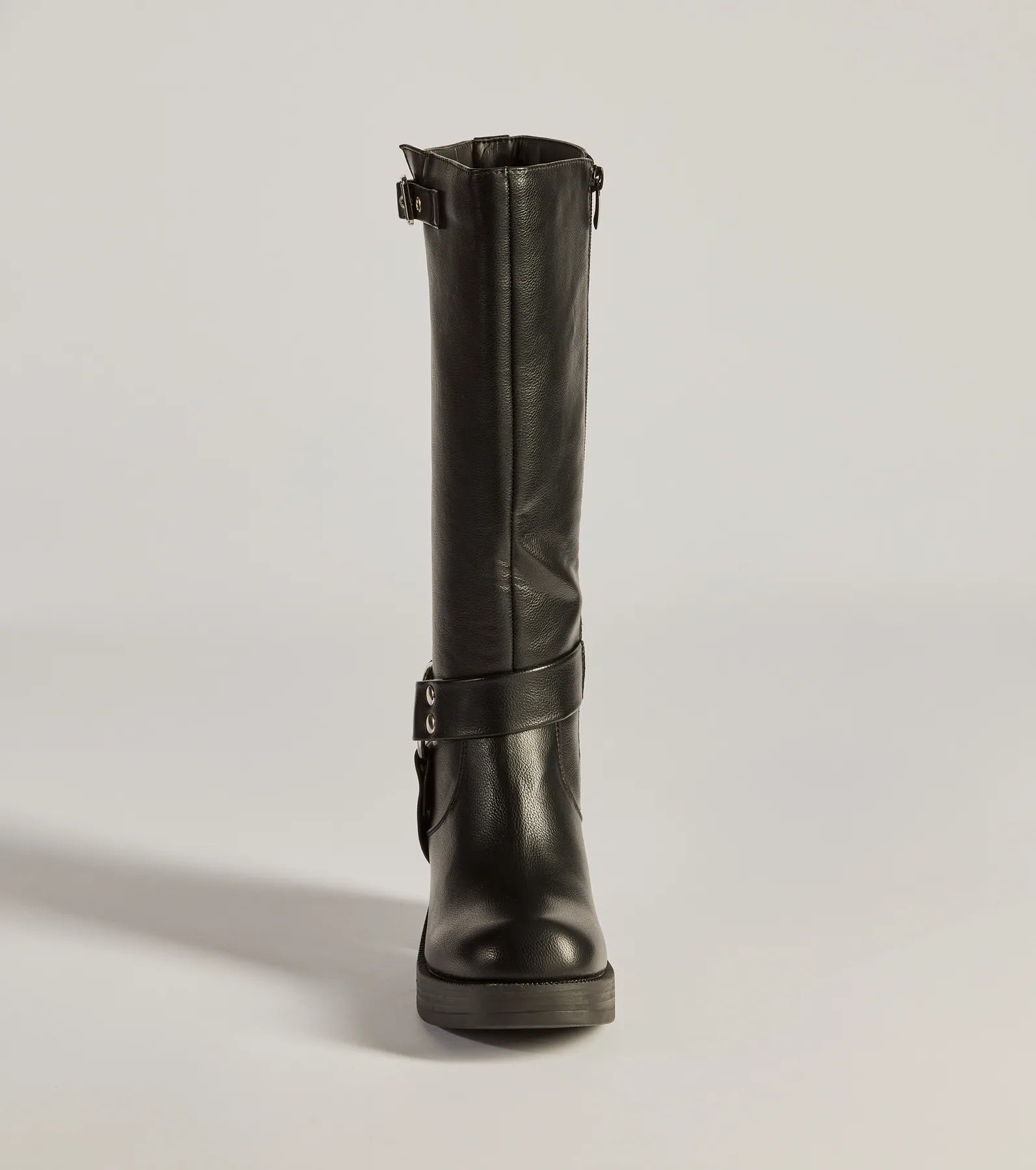 Sleek Strut Under-The-Knee Moto Boots - Image 3