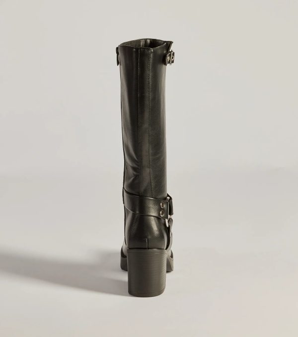 Sleek Strut Under-The-Knee Moto Boots - Image 4