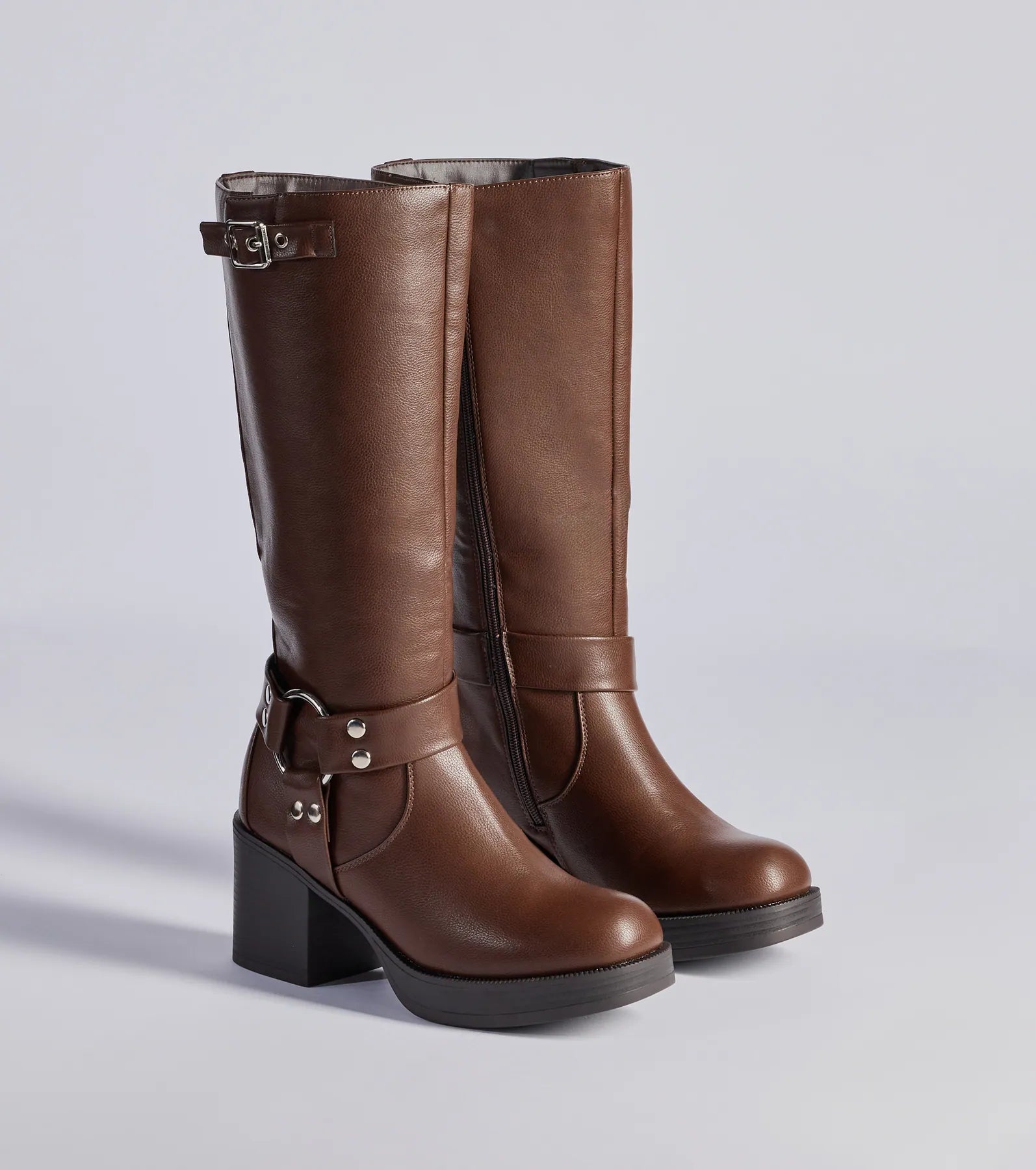 Sleek Strut Under-The-Knee Moto Boots - Image 5