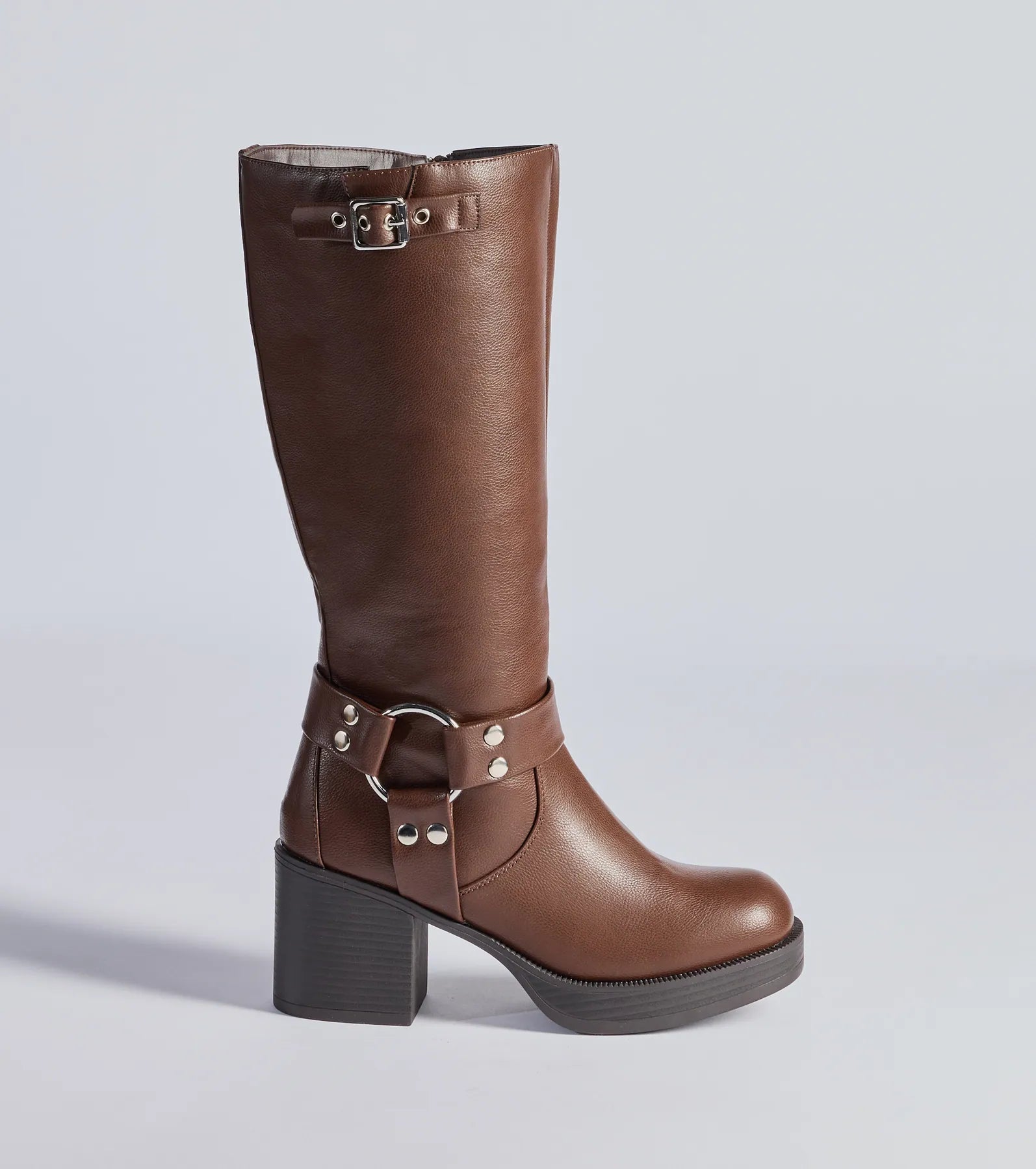 Sleek Strut Under-The-Knee Moto Boots - Image 6