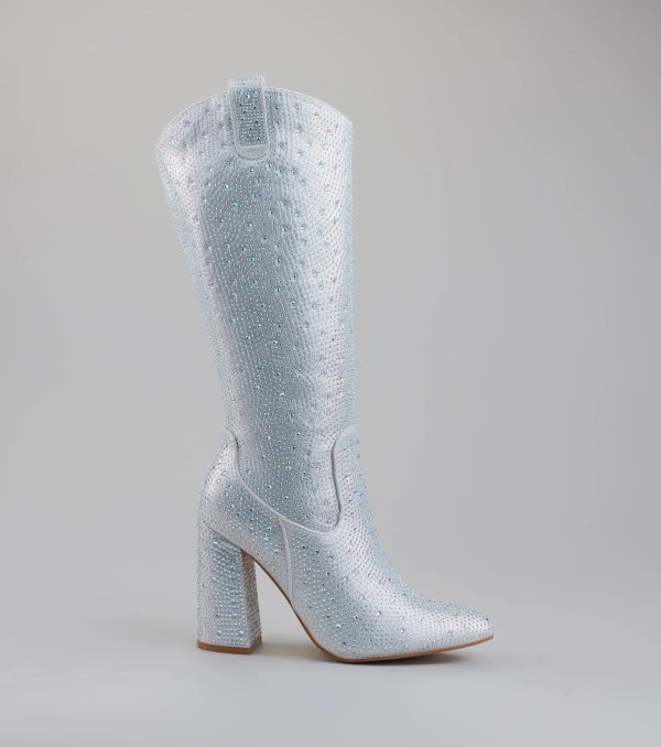 Total Glam Girl Rhinestone Knee-High Boots - Image 3