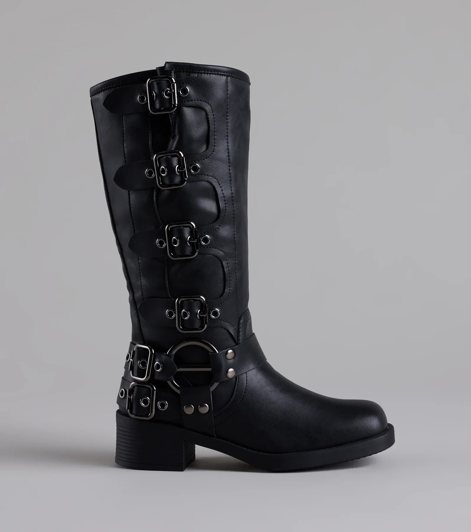 Totally Edgy Buckled Square Toe Boots - Image 2