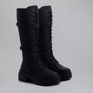Serve and Slay Under The Knee Combat Boots