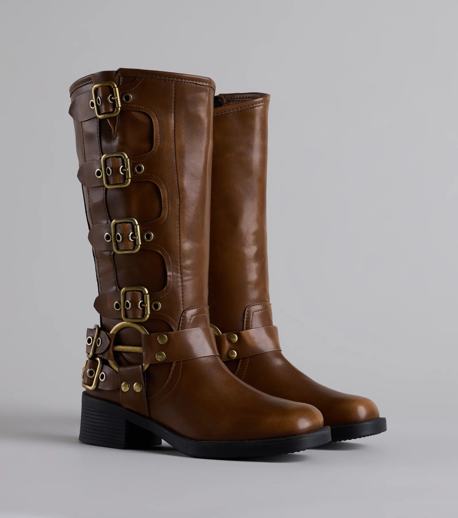 Totally Edgy Buckled Square Toe Boots - Image 9