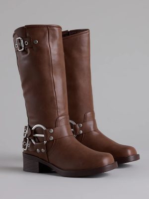 Bring The Edge Buckled Square Toe Boots