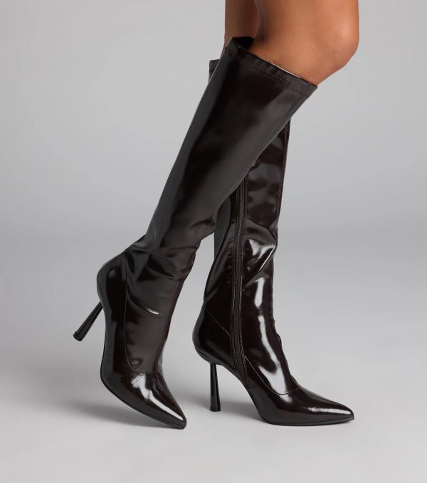Major Strut Faux Leather Knee-High Stiletto Boots - Image 16