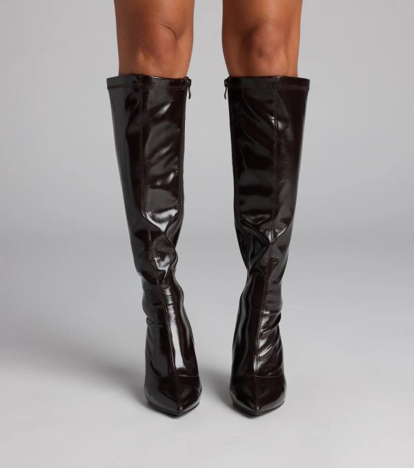 Major Strut Faux Leather Knee-High Stiletto Boots - Image 17