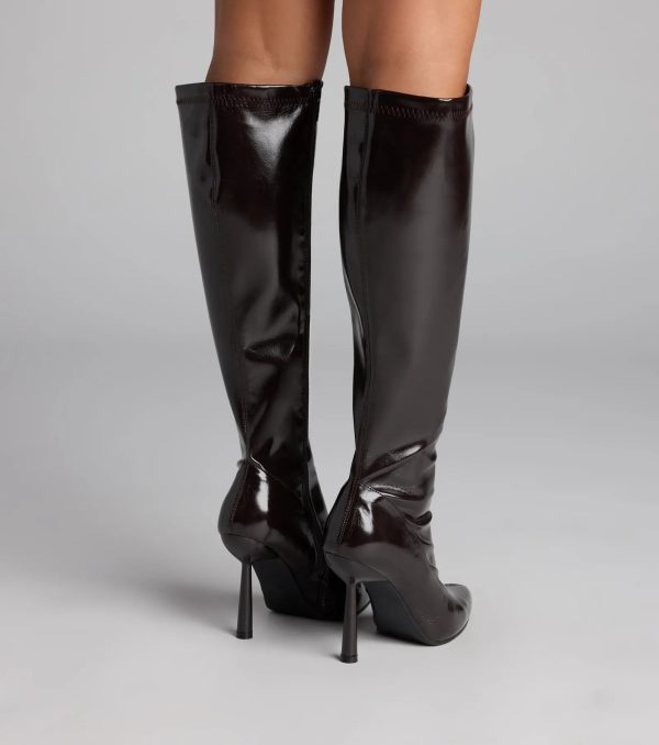 Major Strut Faux Leather Knee-High Stiletto Boots - Image 19