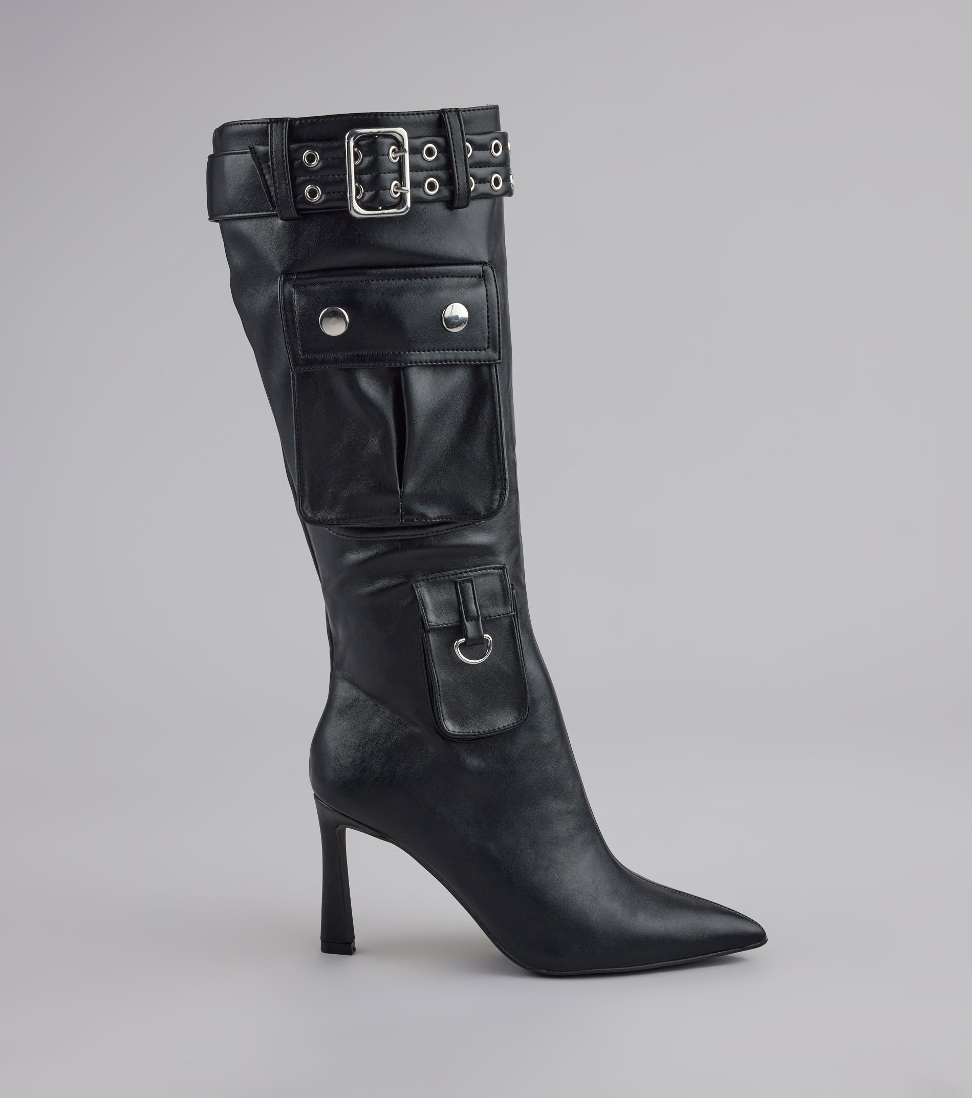 Hot on the Heist Buckled Pocket Stiletto Boots - Image 3