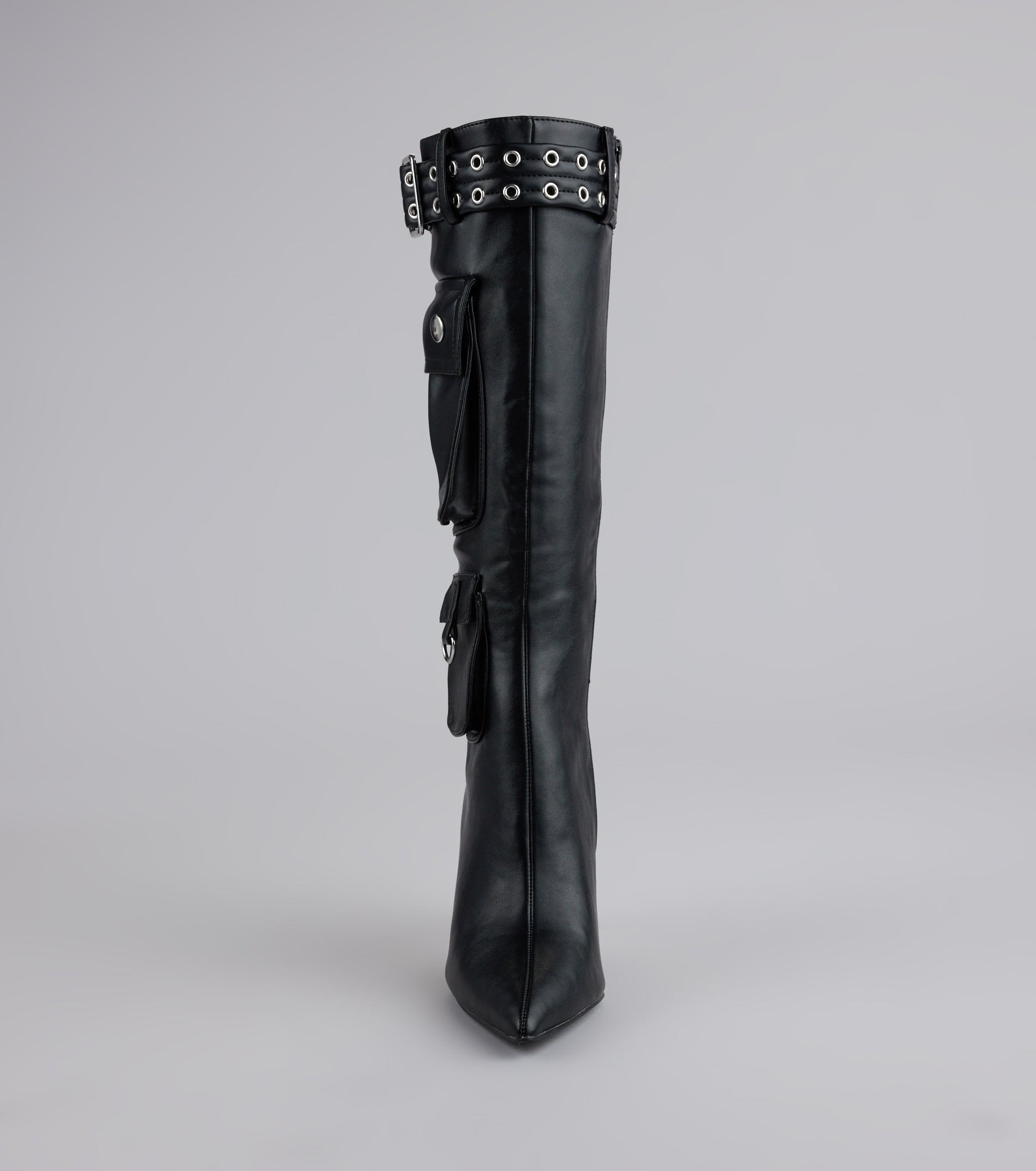 Hot on the Heist Buckled Pocket Stiletto Boots - Image 4