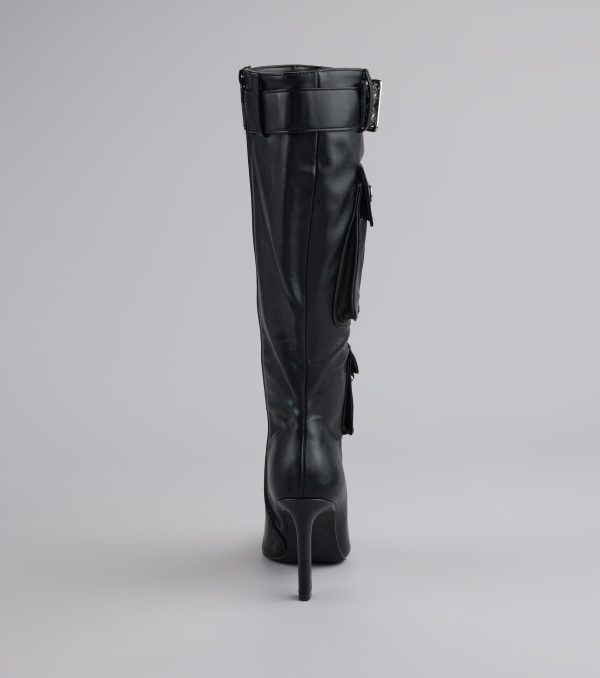Hot on the Heist Buckled Pocket Stiletto Boots - Image 5