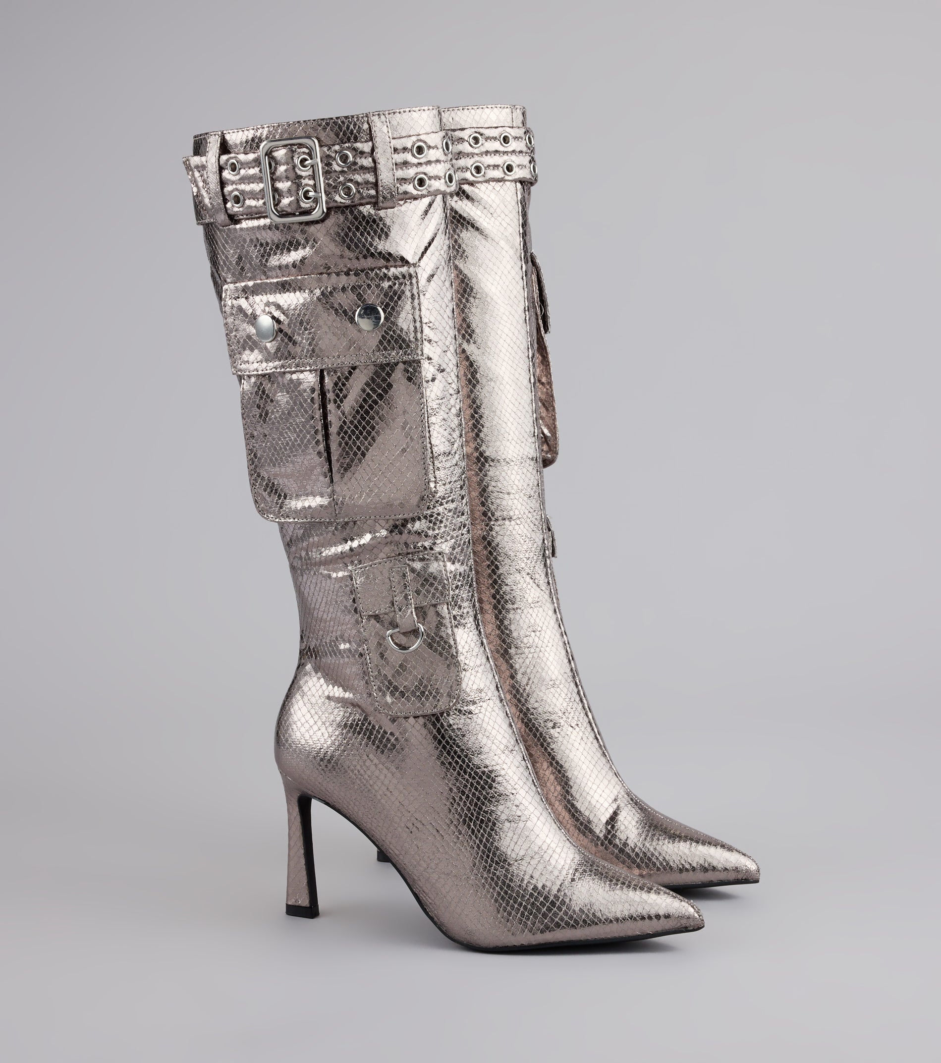 Hot on the Heist Buckled Pocket Stiletto Boots - Image 7