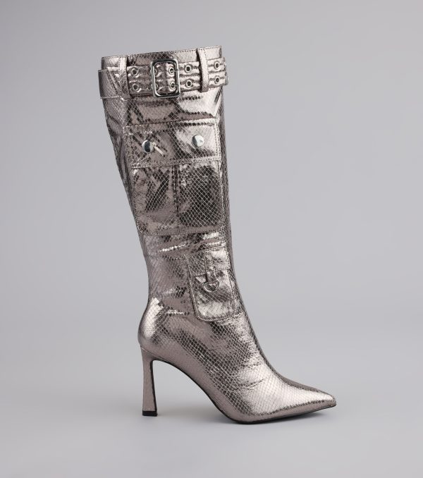 Hot on the Heist Buckled Pocket Stiletto Boots - Image 8