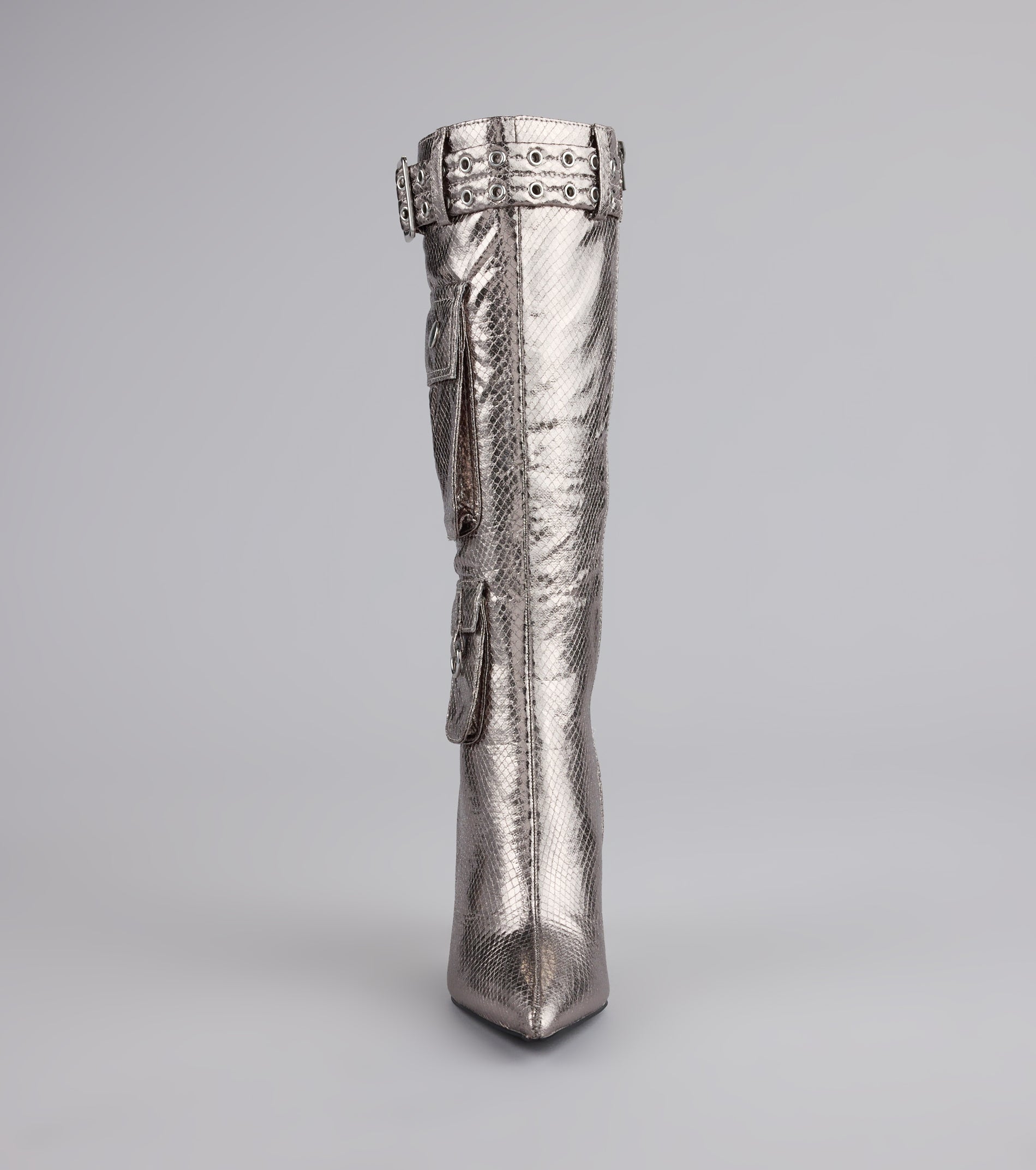 Hot on the Heist Buckled Pocket Stiletto Boots - Image 11