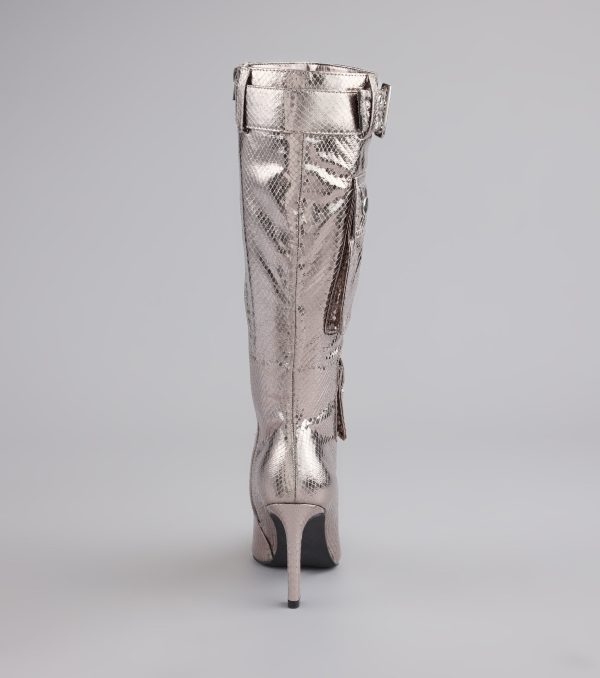 Hot on the Heist Buckled Pocket Stiletto Boots - Image 12