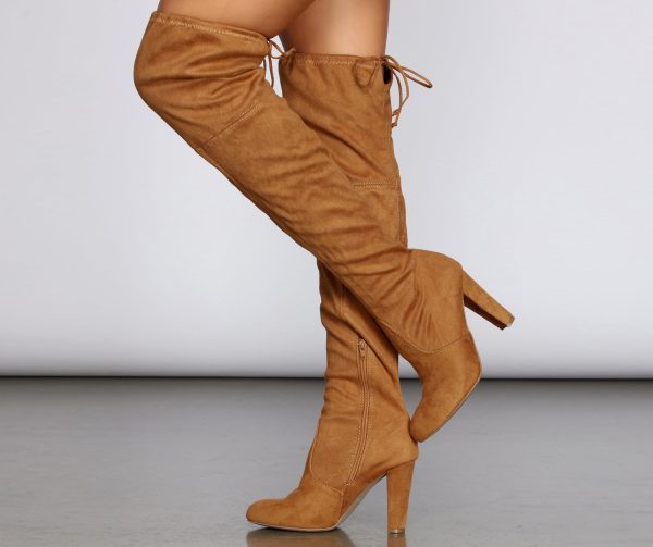 Over The Knee Block Heel Boots - Image 5