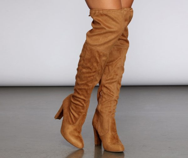 Over The Knee Block Heel Boots - Image 6