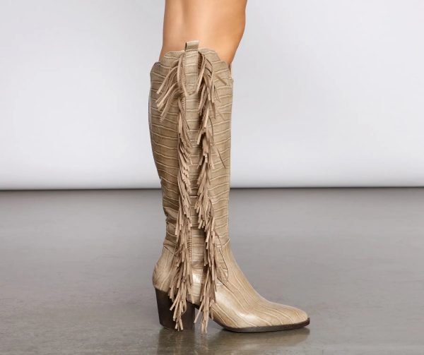 Scoot N' Boogey Fringe Tan Cowboy Boots - Image 5