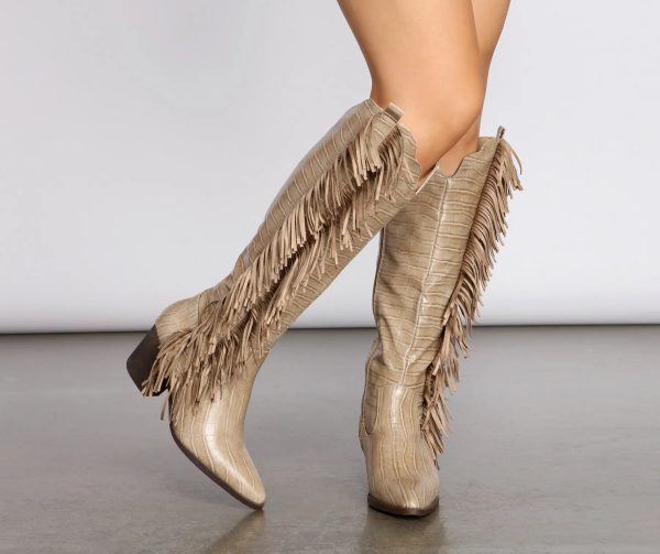 Scoot N' Boogey Fringe Tan Cowboy Boots - Image 6