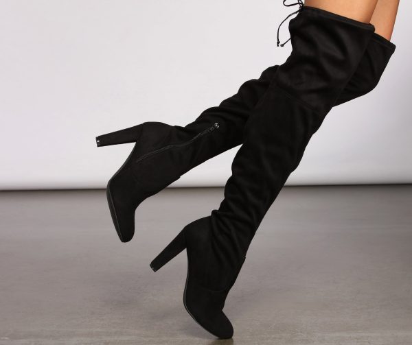 A Chic Vibe Over The Knee Block Heeled Boots - Image 5