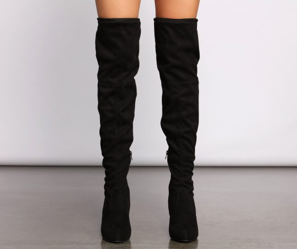 A Chic Vibe Over The Knee Block Heeled Boots - Image 3