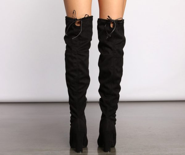 A Chic Vibe Over The Knee Block Heeled Boots - Image 4