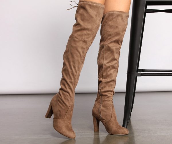 A Chic Vibe Over The Knee Block Heeled Boots - Image 6