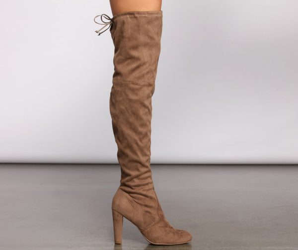 A Chic Vibe Over The Knee Block Heeled Boots - Image 7