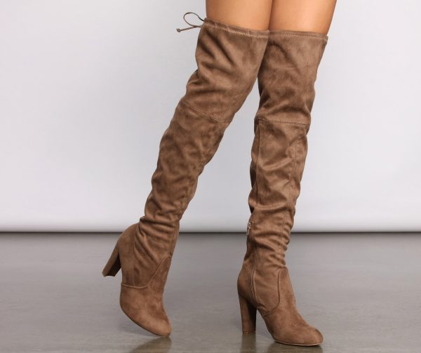 A Chic Vibe Over The Knee Block Heeled Boots - Image 8