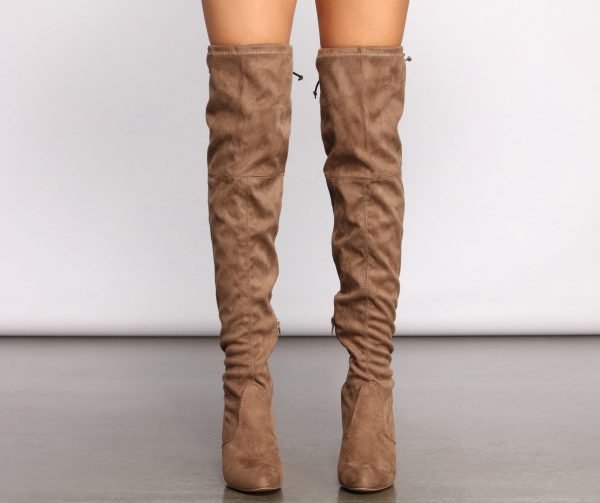 A Chic Vibe Over The Knee Block Heeled Boots - Image 9