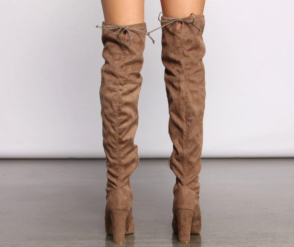 A Chic Vibe Over The Knee Block Heeled Boots - Image 10