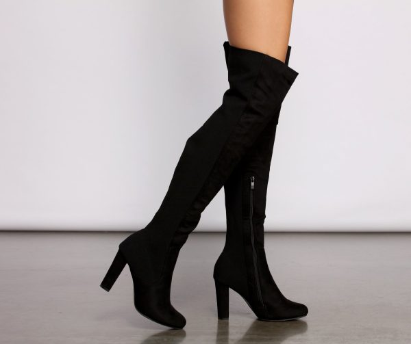 50 and 50 Thigh High Faux Suede and Knit Boots - Image 9
