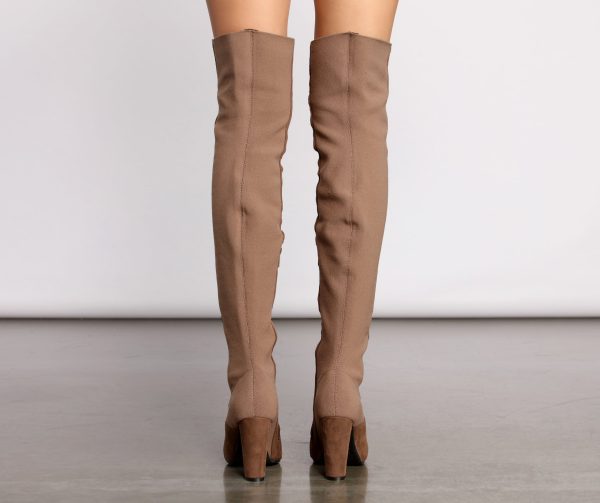 50 and 50 Thigh High Faux Suede and Knit Boots - Image 3