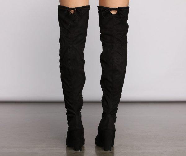 Over The Knee Open Toe Block Heeled Boots - Image 8
