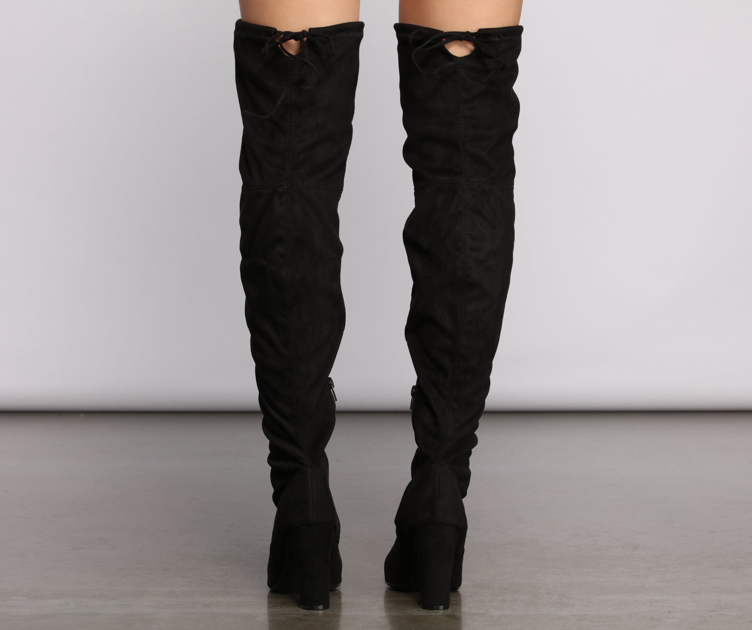 Over The Knee Open Toe Block Heeled Boots - Image 8